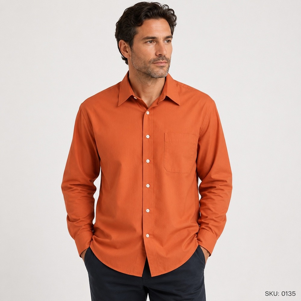 Claiborne Mens Burnt Orange Wrinkle Free Cotton Button Down Shirt XL 17.5 34/35